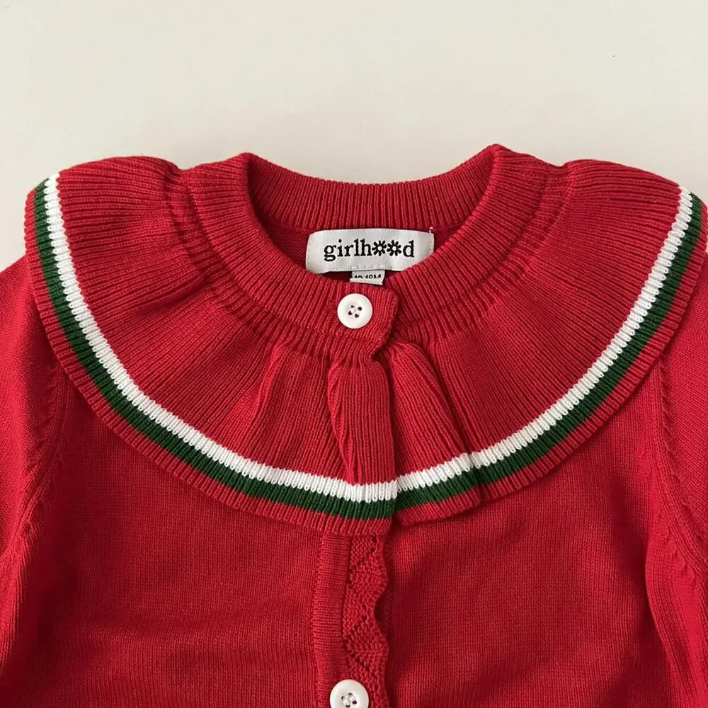 NEW Girlhood Red Ruffle Collar Sweater